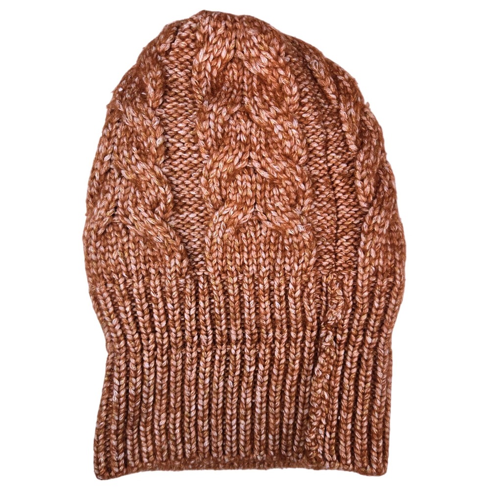 Time and Tru Womens Cable Knit Beanie Faux Fur Lined Copper Brown Marl OSFM